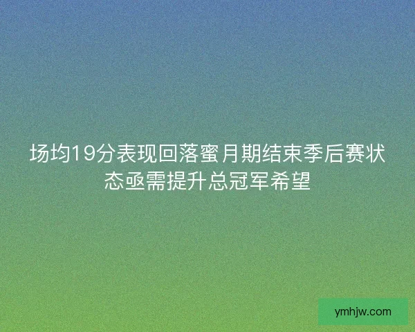 场均19分表现回落蜜月期结束季后赛状态亟需提升总冠军希望